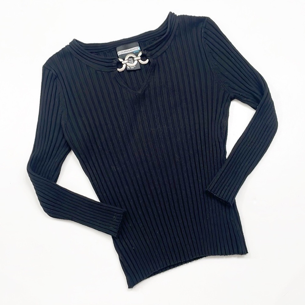 Requirements black ribbed chain long sleeve sweater